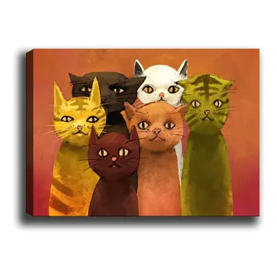 Wallity Obraz na plátně Cat family 50x70 cm