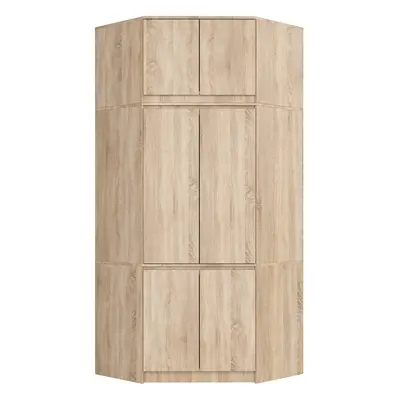 Ak furniture Rohová šatní skříň CLP 100 cm 6D dub sonoma