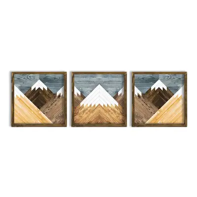 Wallity Sada obrazů Mountains 3 ks 50x50 cm hnědý