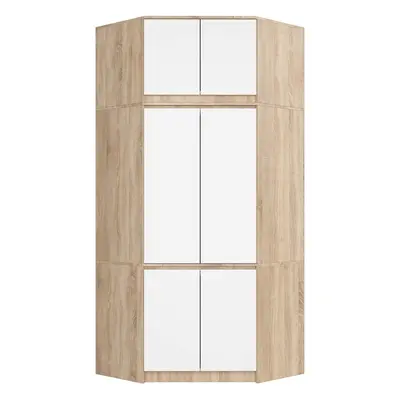 Ak furniture Rohová šatní skříň CLP 100 cm 6D dub sonoma/bílá