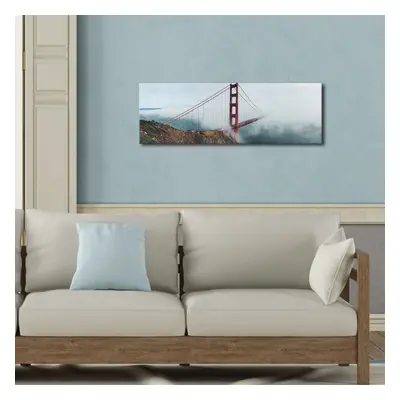 Wallity Obraz s LED osvětlením GOLDEN GATE V MLZE 64 30 x 90 cm