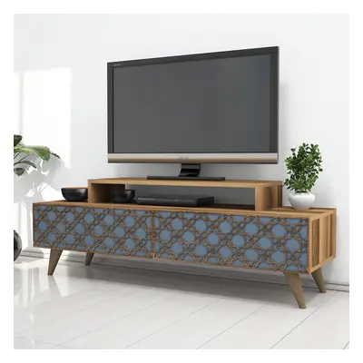 Kalune Design TV stolek CITY 140 cm ořech/modrý