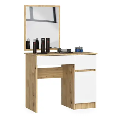 Ak furniture Kosmetický stolek se zrcadlem P-2/SL dub artisan/bílý pravý