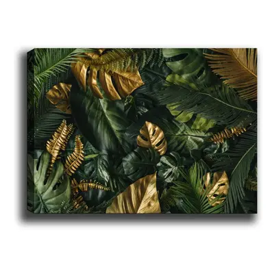 Wallity Obraz GREEN AND GOLD LEAVES 70 x 100 cm