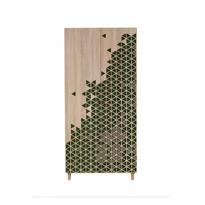 Hanah Home Šatní skříň Kikos III 90 cm dub sonoma/zelená