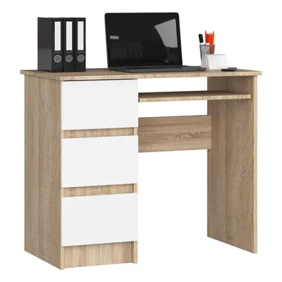 Ak furniture Psací stůl A-6 90 cm dub sonoma/bílý levý