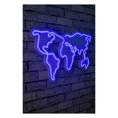 Hanah Home Nástěnná neonová dekorace World Map modrá