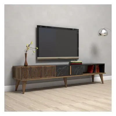 Hanah Home TV stolek Milan 180 cm ořech/černý mramor