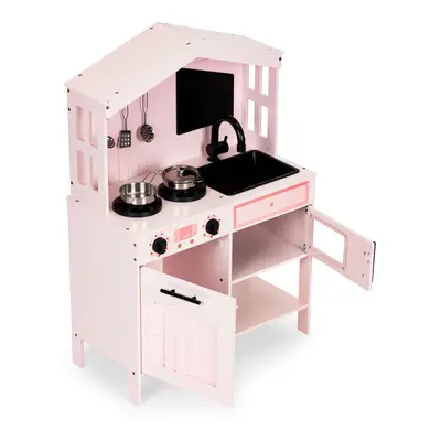 ECOTOYS Dřevěná kuchyně pro děti Cheerful kitchen růžová