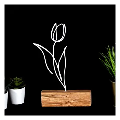 Hanah Home Kovová dekorace Tulip 30 cm bílá