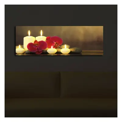 Hanah Home Obraz s led osvětlením Svíčky 90x30 cm