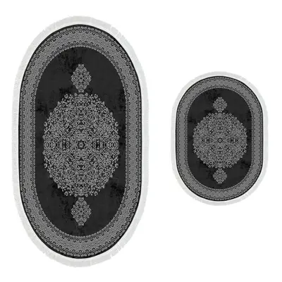 L'essentiel Sada 2 kusů koupelnových podložek Orient Ornamental Black černá