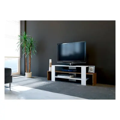 Kalune Design TV stolek SOLE 120 cm bílý/ořech