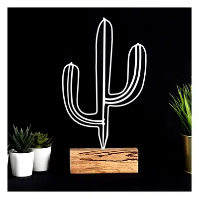 Hanah Home Kovová dekorace Cactus 37 cm bílá