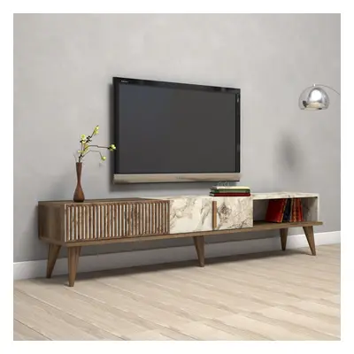 Hanah Home TV stolek Milan 180 cm ořech/bílý mramor