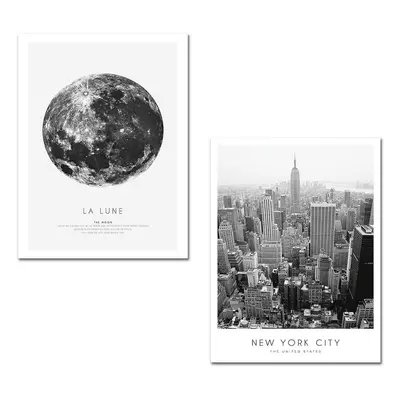 Wallity Sada obrazů LA LUNE/NEW YORK 30 x 40 cm 2 kusy