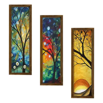 Wallity Sada obrazů Trees 3 ks 19x70 cm modrá/oranžová