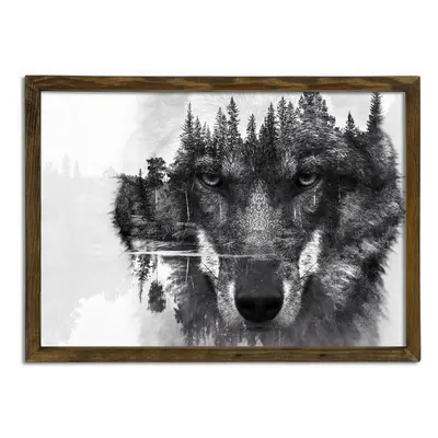 Wallity Nástěnný obraz Wolf 50x70 cm černobílý