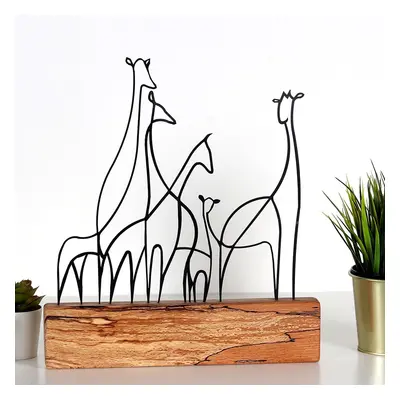 Hanah Home Kovová dekorace Giraffe Family 35 cm černá