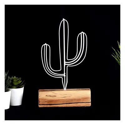 Hanah Home Kovová dekorace Cactus Mini 24 cm bílá