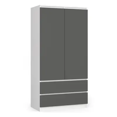 Ak furniture Šatní skříň SAP 90 cm se zásuvkami bílá/grafitová