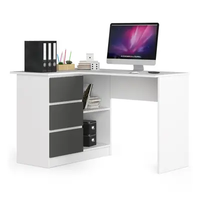 Ak furniture Rohový psací stůl B16 124 cm bílý/šedý levý