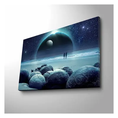 Wallity Obraz s LED osvětlením MĚSÍČNÍ KRAJINA 45 x 70 cm