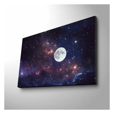 Wallity Obraz s LED osvětlením BAREVNÉ NEBE S MĚSÍCEM 45 x 70 cm