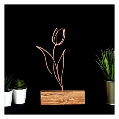 Hanah Home Kovová dekorace Tulip 30 cm bronzová