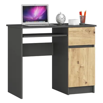 Ak furniture Psací stůl PIKSEL 90 cm grafitově šedý/dub artisan pravý