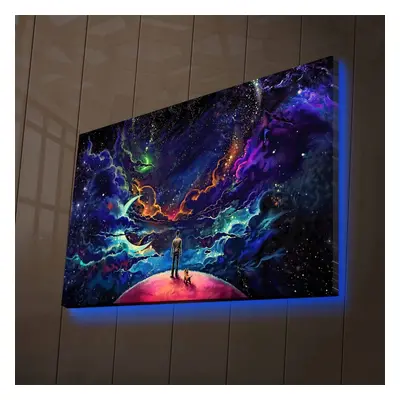 Hanah Home Obraz s led osvětlením Vesmír 70x45 cm