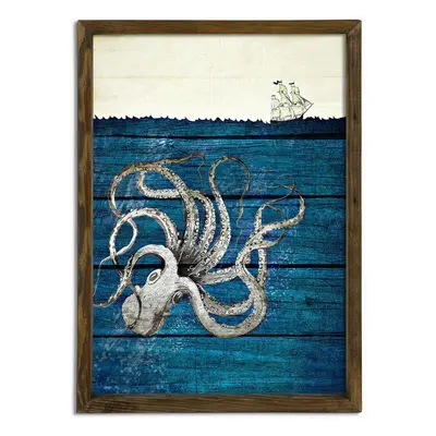 Wallity Nástěnný obraz Octopus 50x70 cm modrý