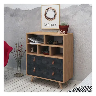 Hanah Home Komoda Pagina VI 70 cm dub craft zlatý/tmavý beton