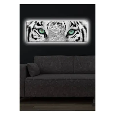 Hanah Home Obraz s led osvětlením White Tiger 90x30 cm