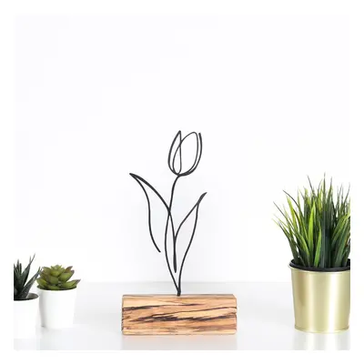 Hanah Home Kovová dekorace Tulip 30 cm černá