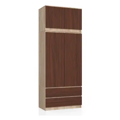 Ak furniture Šatní skříň s nástavcem Star 90 cm dub sonoma/wenge