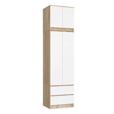 Ak furniture Šatní skříň s nástavcem STAR 234 cm bílá/dub sonoma