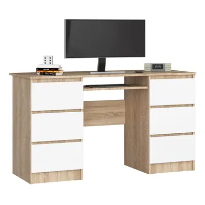 Ak furniture Psací stůl A-11 135 cm sonoma/bílý