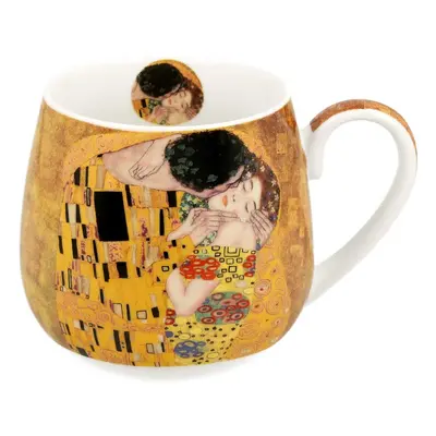 DekorStyle Porcelánový hrnek BARYLKA Klimt THE KISS 430 ml hnědý