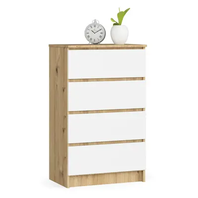 Ak furniture Komoda Kuba 60 cm - 4 šuplíky dub artisan/bílá