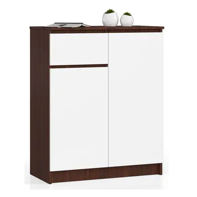 Ak furniture Komoda Kiara 80 cm 2 skříňky a 1 šuplík wenge/bílá