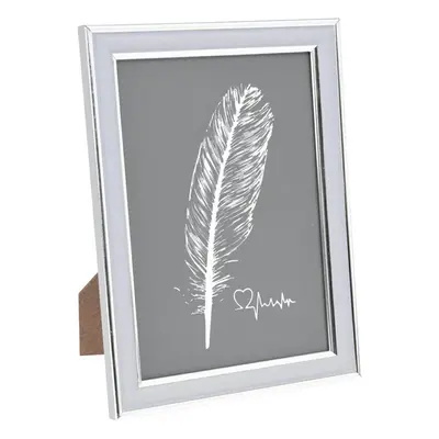 DekorStyle Stojací fotorámeček FEATHER 15x20 cm stříbrný