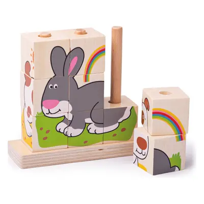 Bigjigs Toys Dřevěné nasazovací kostky ANIMALS