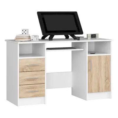 Ak furniture Volně stojící psací stůl Ana 124 cm bílý/dub sonoma