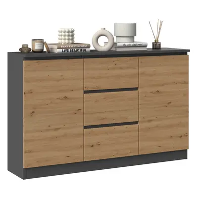 TP Living Komoda Saloe 2D3S 120 cm antracit/dub artisan