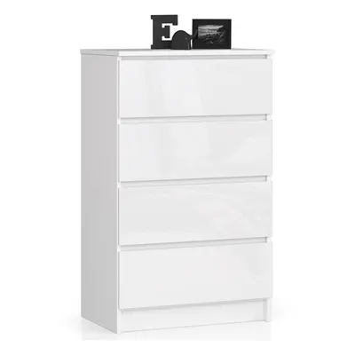 Ak furniture Komoda Kuba 60 cm - 4 šuplíky bílá lesk