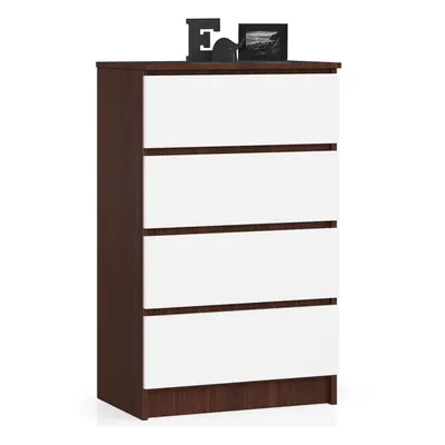 Ak furniture Komoda Kuba 60 cm - 4 šuplíky wenge/bílá