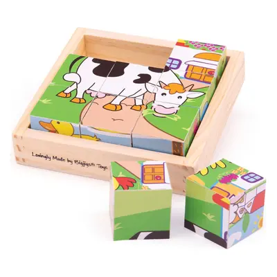 Bigjigs Toys Obrázkové kostky ANIMALS 9 kusů