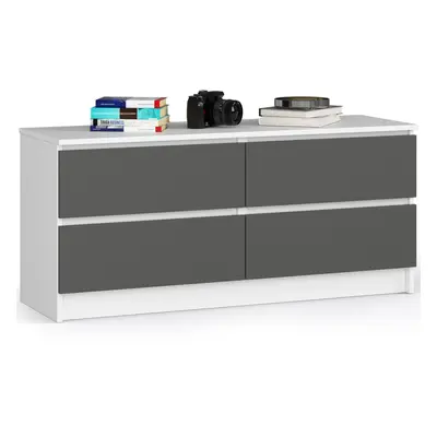 Ak furniture Komoda Kuba 120 cm 4 šuplíky bílá/grafitová