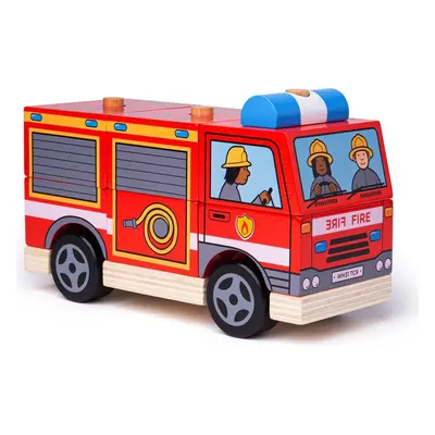 Bigjigs Toys Dřevěné nasazovací hasičské auto FIREMAN